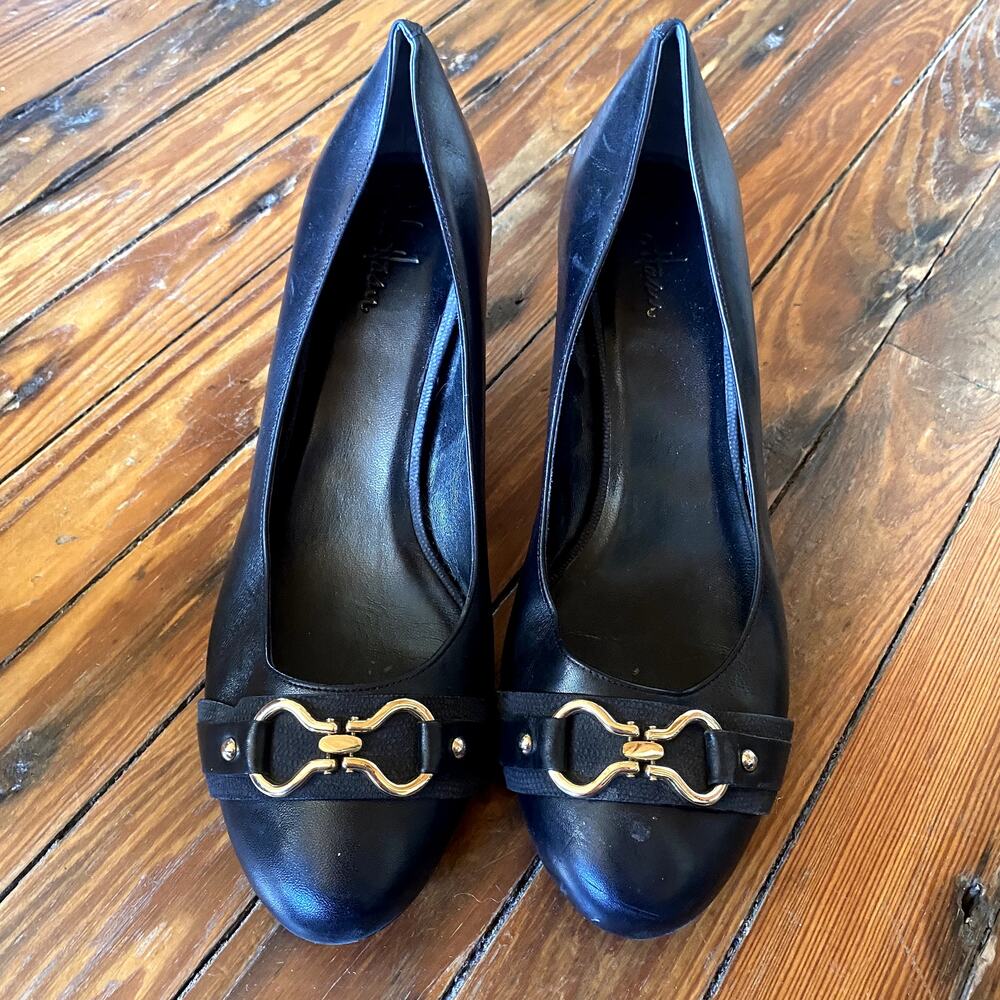 Cole Haan x Nike Air Horsebit Black Leather Heel Pumps size 11